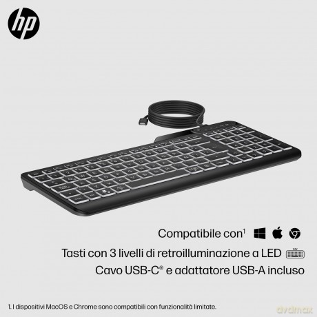 Hp 400 Backlit Wired Kbd Ash Wired