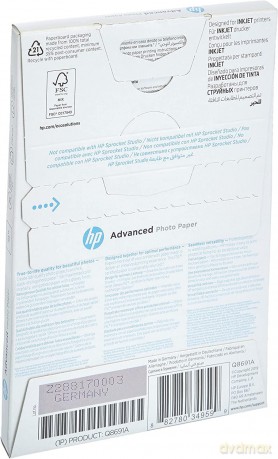 Hp Advanced Glossy Photo Paper - Glossy Photo Paper - 100 X 150 Mm - 250 G/M2 - 25 Sheet