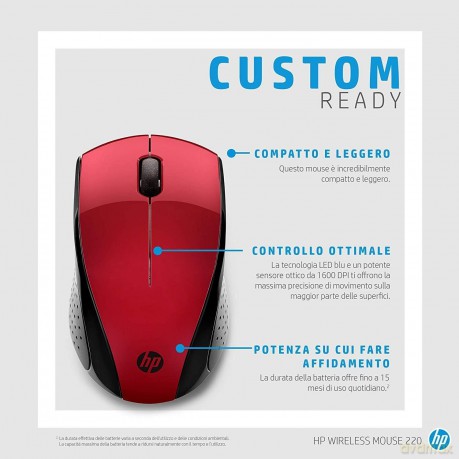 Hp Wireless Mouse 220 S Red