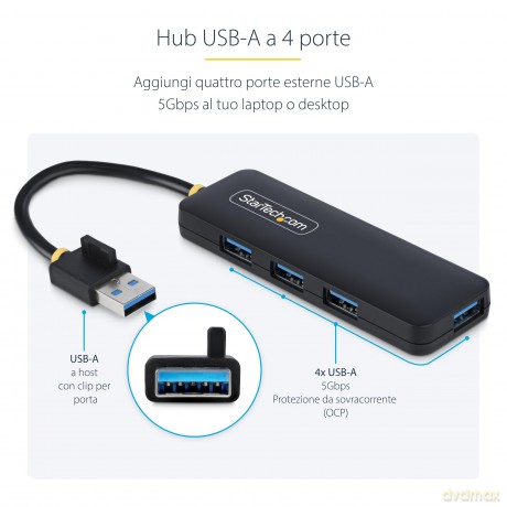 Hub Usb-A A 4 Porte, 5 Gbps
