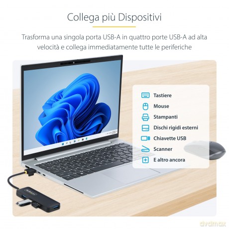 Hub Usb-A A 4 Porte, 5 Gbps