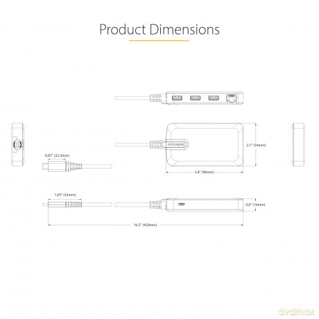 Hub Usb-C A 3 Porte Usb-A Rj45