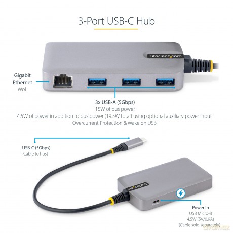 Hub Usb-C A 3 Porte Usb-A Rj45
