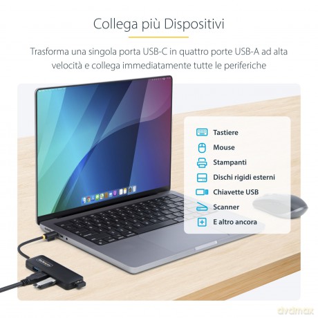 Hub Usb-C A 4 Porte 5 Gbps