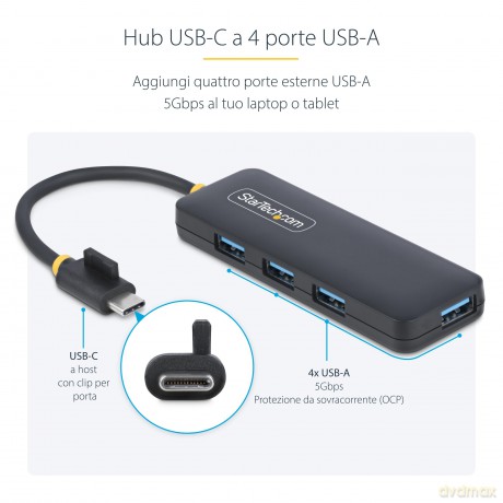 Hub Usb-C A 4 Porte 5 Gbps