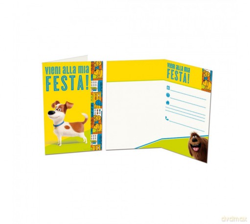 Inviti Festa Cmpleanno Pets Vita Da Animali 8 Pz *09860