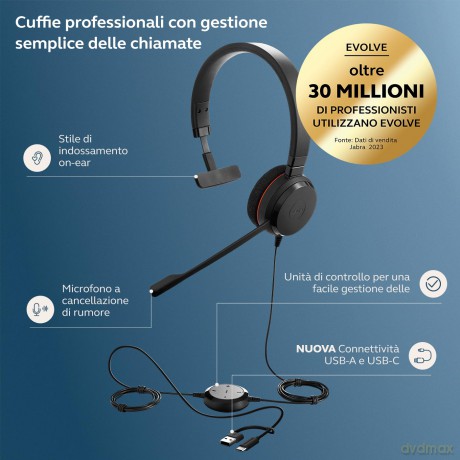 Jabra Evolve 20 Mono Uc Usb C/A