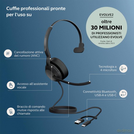 Jabra Evolve2 50 Usb C/A Ms