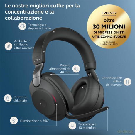 Jabra Evolve2 85 Stereo Ms Black