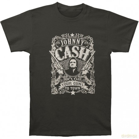 Johnny Cash Men's Tee: Don't take your guns to town (Large)