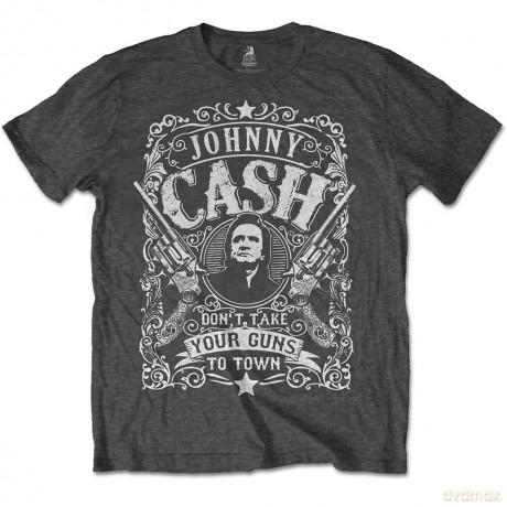 Johnny Cash Men's Tee: Don't take your guns to town (Medium)