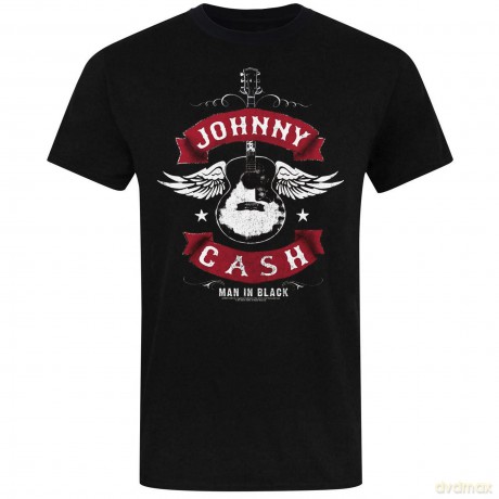 Johnny Cash Men's Tee: Winged Guitar (Small)