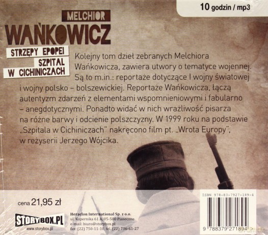 Strzępy epopei. Szpital w Cichinczach - Melchior Wańkowicz (digipack) [AUDIOBOOK] [CD-MP3]