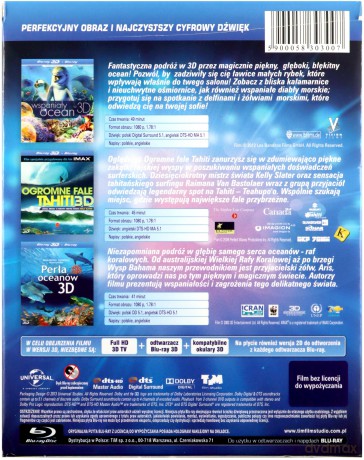 Oceany - kolekcja 3D: Wspaniały ocean / Ogromne fale Tahiti / Perła oceanów [3xBlu-Ray 3D]
