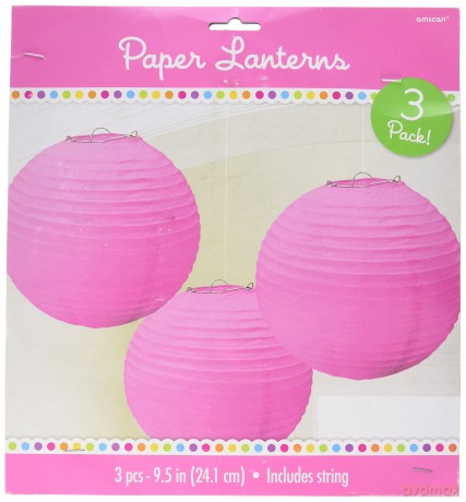 Lampioni Tinta Unita Pacco Da 3 24 Cm - Rosa, Carta