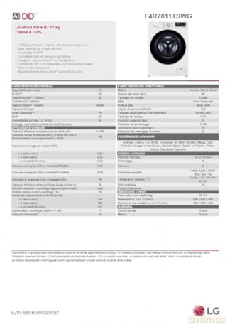 Lav 11kg A-10 Wifi Turbowash Glass