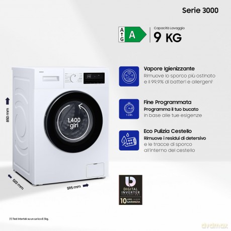 Lav. Slim 9 Kg Cl.A 1400 Giri White