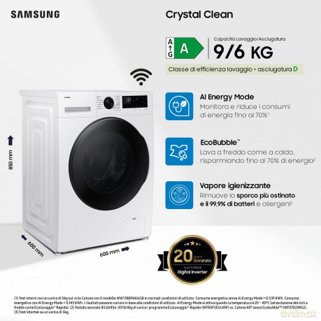 Lavasc. 9+6 Kg Wifi Vapore