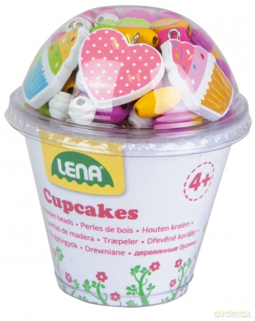 Lena - Set Perle In Legno Cupcake, Rosa