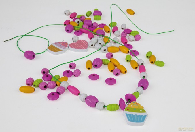 Lena - Set Perle In Legno Cupcake, Rosa