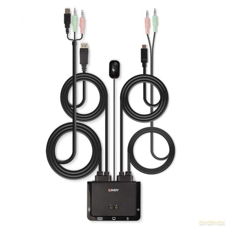 Lindy 2 Port Displayport 1.2, Usb-C Cable Kvm Swit