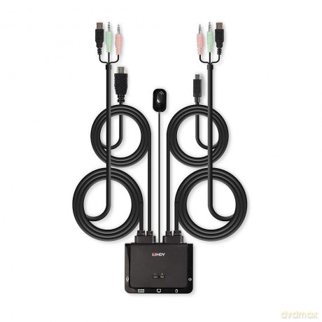 Lindy 2 Port Hdmi 18g, Usb Type C Cable Kvm Switch