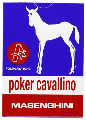 Masenghini: Carte Da Gioco Poker Cavallino Oro Plastica Blu