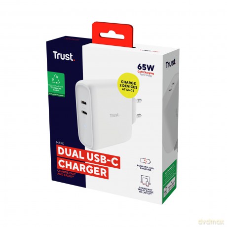 Maxo 65w 2p Usb-C Charger Wht