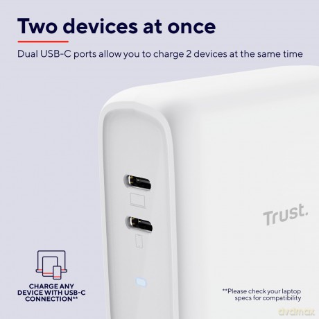 Maxo 65w 2p Usb-C Charger Wht