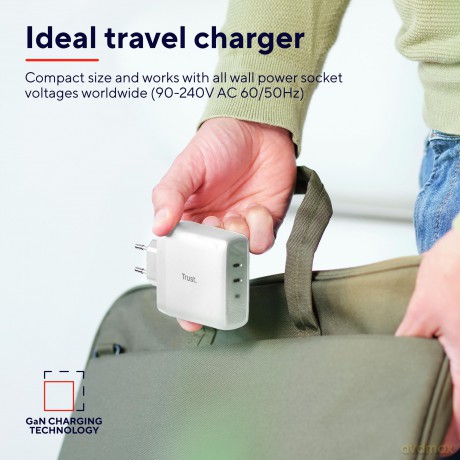 Maxo 65w 2p Usb-C Charger Wht