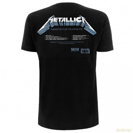 Metallica Unisex Tee: Master of Puppets Tracks (Back Print) (Large)