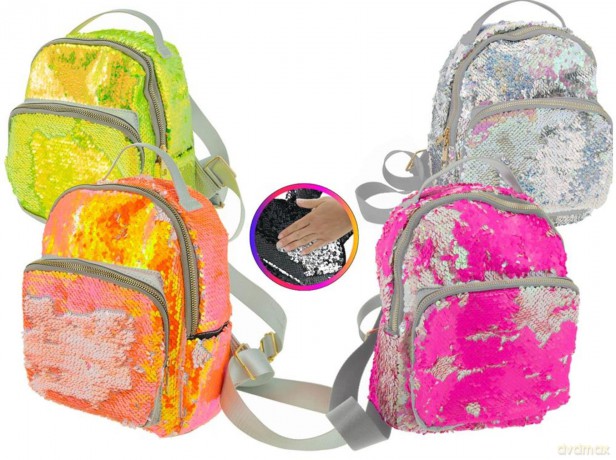 Miss Signorina - Zainetto Neon 4 Colori Con Pailettes Reversibili 23x25x11 Cm - Busta