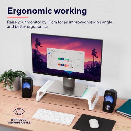 Monta Glass Monitor Stand Wht