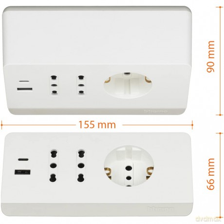 Multip Scrivania Usb+Int Bianco