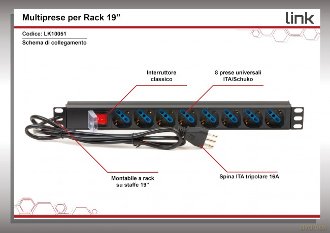Multipresa Da Rack 19 8 Prese Un
