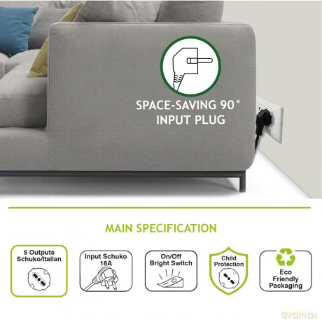 Multipresa Usb Schuko 5 Uscite