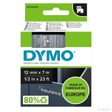 Nastro D1 12mmx7m Bia/Trasp
