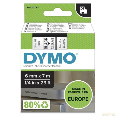 Nastro D1 6mmx7m Nero/Traspa
