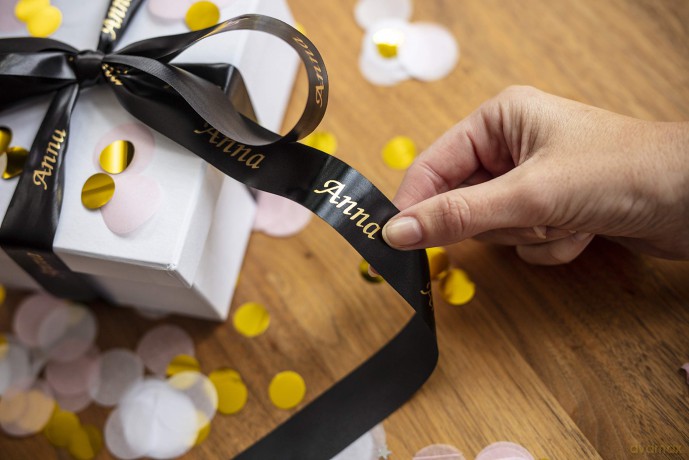 Nastro Tessuto Oro Su Nero 24 Mm