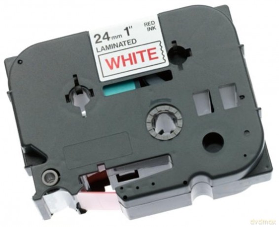 Nastro Tipo Tz 24mm Rosso Su Bianco