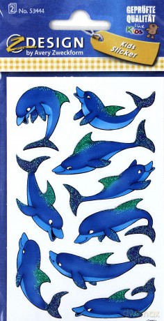 Naklejki na błyszczącym papierze - delfiny [ZABAWKA]