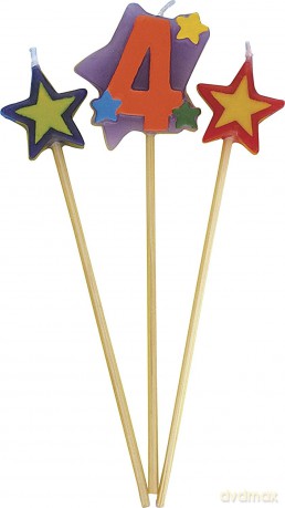 Number 4 Star Candles Set Qs