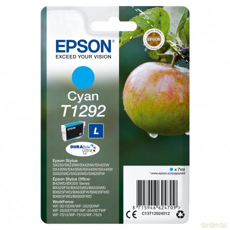 Original Tinte Epson T1292, T12924012 C13t12924012 - Premium Drucker-Patrone - Cyan - 460 Seiten