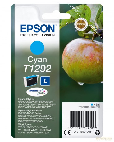 Original Tinte Epson T1292, T12924012 C13t12924012 - Premium Drucker-Patrone - Cyan - 460 Seiten