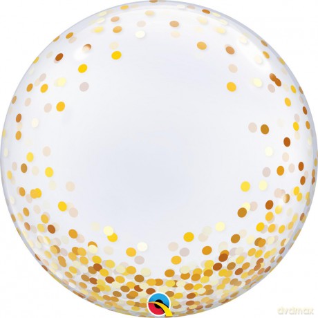 Pall. Bubble 24" - 61 Cm Gold Confetti Dots Q