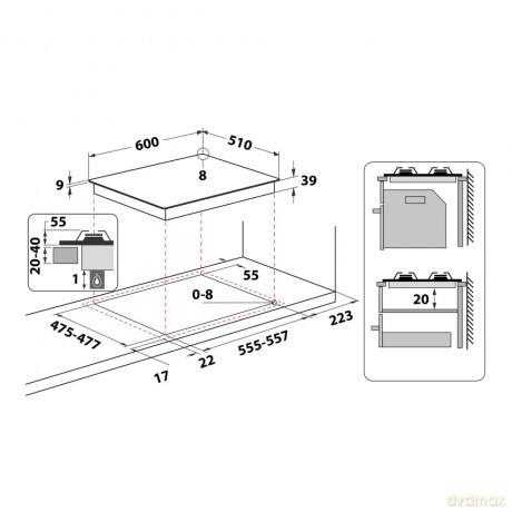 Piano Bi Gas 60cm 4fuochi Smalt
