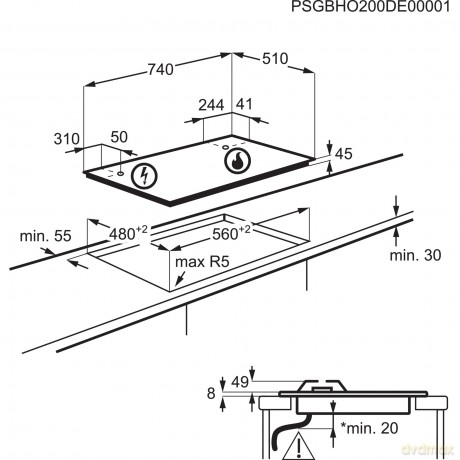 Piano Gas Egg75372m 75cm 5f Mirror