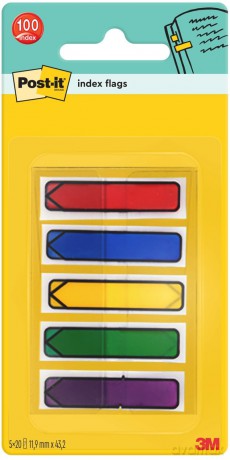 Post-It Brand 90843 Miniset 100 Segnapagina Frecce In 5 Colori Classici, 12 Mm X 43.6 Mm