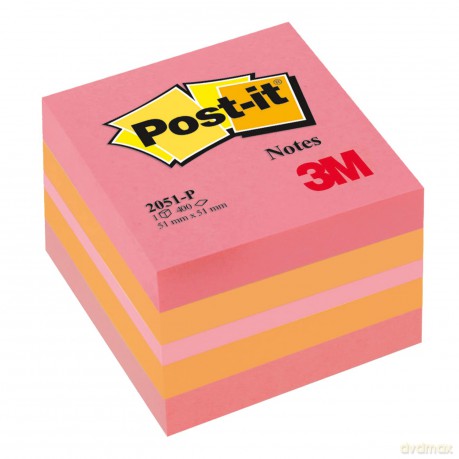 Post-It Notes - Mini Cube - Pink Coral, Neon Orange, Neon Pink, Neon Orange - 400 Sheets - 51 Mm X 51 Mm