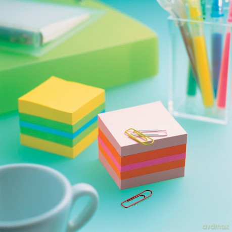 Post-It Notes - Mini Cube - Pink Coral, Neon Orange, Neon Pink, Neon Orange - 400 Sheets - 51 Mm X 51 Mm